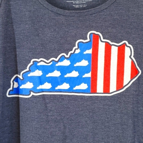 Shop Local Kentucky Red White Blue KY Shape Graphic Print Tank Top Mens Size M - Picture 7 of 11